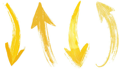 Bright Yellow Arrows on Transparent Background - Energetic Direction