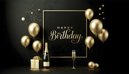 Elegant Birthday Celebration with Black Wall and Gold Decorations