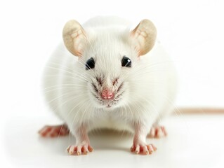 A white rat is standing on a table. Generative AI.