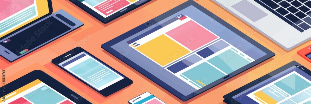 Wall mural creating versatile websites & mobile apps: cross-platform development for laptops