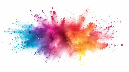 A colorful powder explosion on a white background. Generative AI.