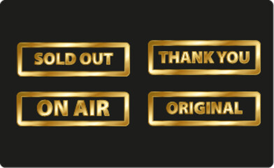Gold Gradient with Bright Glow Frame Thank you sold out on air lettering button