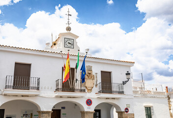 the city hall of Segura de Leon, comarca of Tentudia, province of Badajoz, Extremadura, Spain