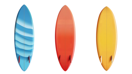 surfboard set isolated on a transparent background, generative AI