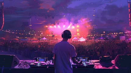 DJ back plays a massive set in a venue at a festival realistic