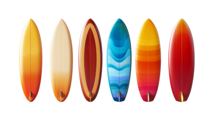 surfboard set isolated on a transparent background, generative AI