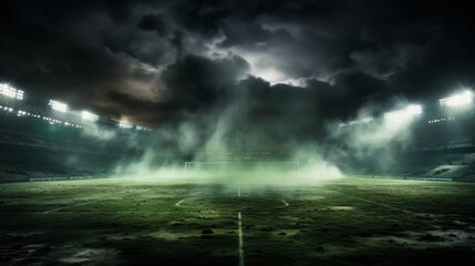 Fototapeta premium The Illuminated Empty Soccer Stadium