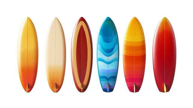 surfboard set isolated on a transparent background, generative AI