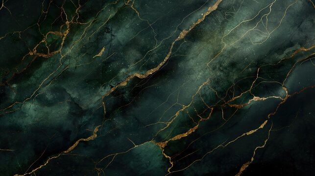dark vantablack and green marble texture with tiny veins of gold