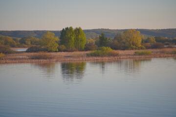 Landscape of the Volga River at sunset