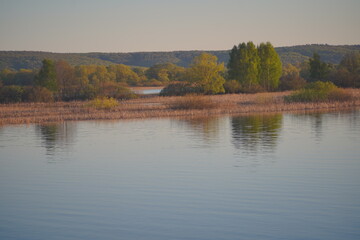 Landscape of the Volga River at sunset