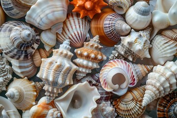 Beautiful sea shells on the beach