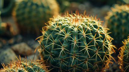 Warm Toned Cactus Spikes, Detailed Close-Up Photography