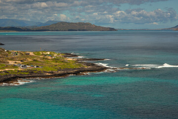 Beautiful View from Makapu Lookout with Makapuu Beach, Kohikaipu Island and Mnana Island, being both of the islands Seabird Sanctuaries