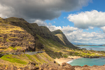 Beautiful View from Makapu Lookout with Makapuu Beach, Kohikaipu Island and Mnana Island, being both of the islands Seabird Sanctuaries