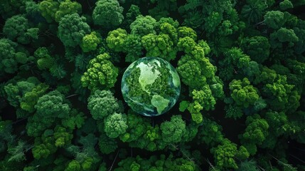 The icon symbolizes the importance of sustainable development through renewable energy embodying the green energy Earth Day ecology environment and forest conservation concepts against the 