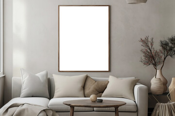 Minimalist Interior Design with Transparent Background Frame on Textured Wall