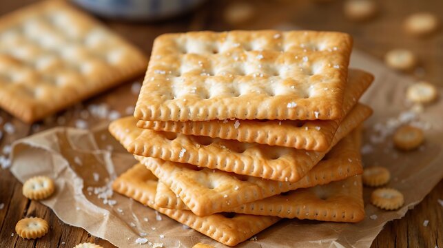 Original saltines cracker lies on market. Generative Ai