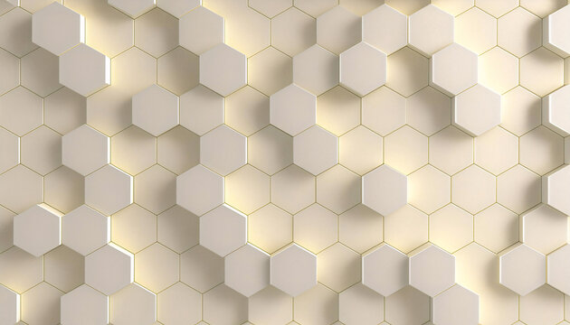 White yellow geometric hexagonal honeycomb shape texture background 3d concept