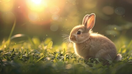 Joyful and playful picture featuring a serene and gleeful bunny at its core