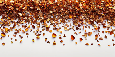 Burnished copper flakes suspended in a transparent medium