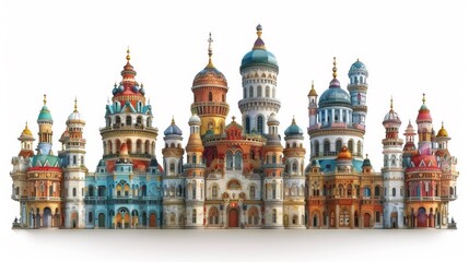 Fototapeta premium A large colorful castle is shown in this image, AI