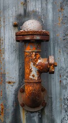 Aging Industrial Fitting: A Corroded Pipe's Timeless Warnings Against Neglect on a Modern Backdrop