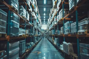 Fototapeta premium Efficient and Organized Self-Service Warehouse Stocked with Industrial Supplies