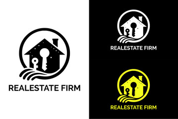 realestate logo, keys, property dealer, real-estate agency, house, home vector logo design