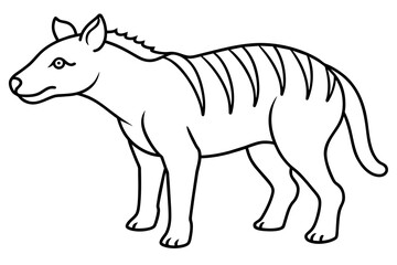 A cute dinosaur silhouette line art vector illustration