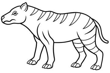 A cute dinosaur silhouette line art vector illustration