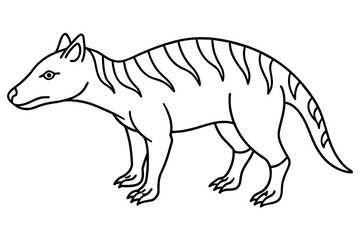 A cute dinosaur silhouette line art vector illustration