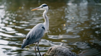 Large water birds that are predatory are Grey Herons