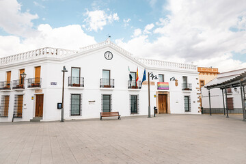 the city hall of Valencia del Ventoso, comarca of Zafra - Rio Bodion, province of Badajoz, Extremadura, Spain