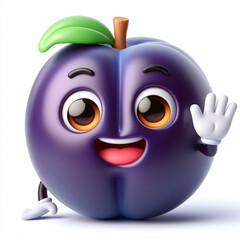 Naklejka premium 3D funny plum cartoon for children illustrations