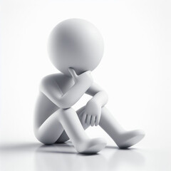 Fototapeta premium White figure illustration thinking, isolated on white background