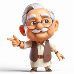 Fototapeta premium Cute illustration of elderly Indian man on white background