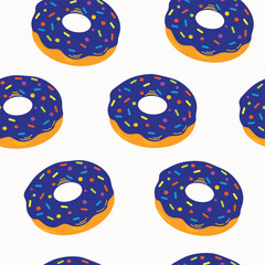 Fototapeta premium Seamless Donuts vector pattern background