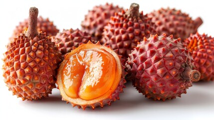 An image of an isolated Salak fruit, Salacca zalacca on a white background, a tropical fruit for a healthy lifestyle during the summer months.