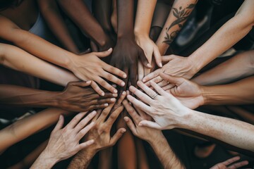 United in Diversity: Hands Together in Harmony ,team work concept : Generative AI