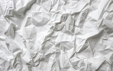 Crumpled white paper texture full of wrinkles and depth.