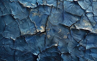 Deep blue textured surface with intricate crack patterns.