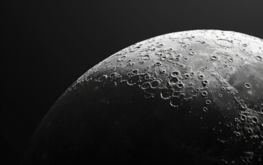 Detailed textured surface of the moon in high contrast black and white.