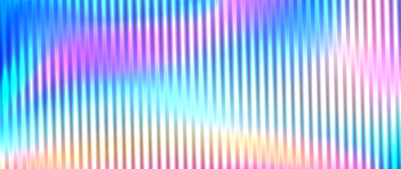 Corrugated iridescent background ribbed glass effect. Gradient textured abstract pattern. Rainbow prism effect wallpaper. Vector illustration modern geometric blurry design