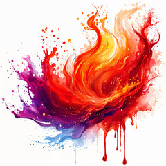 A vibrant and colorful abstract design, with splashes of red and orange paint creating a dynamic and energetic scene. - obrazy, fototapety, plakaty