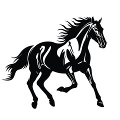 Horse running black silhouette vector illustration design