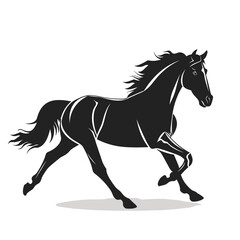 Fototapeta premium Horse running black silhouette vector illustration design