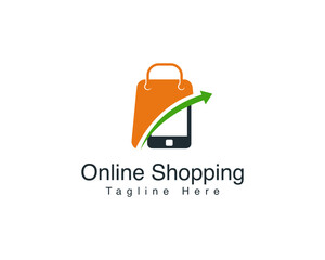 Online shop simple and minimalist vector logo concept. Online shopping store logo designs Template. Shopping cart and Shopping bag creative combination logo design.