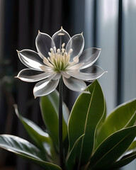 White lily flower with transparent petals.