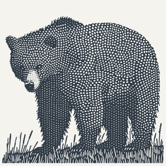 Bear. Vintage Woodcut dot engraving style vector illustration.